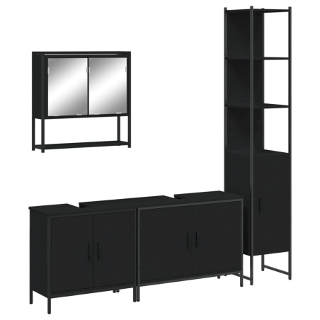 vidaXL Juego de muebles de baño 4 pzas madera contrachapada negro