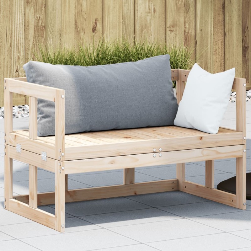 vidaXL Banco sofá de jardín extensible madera maciza de pino vidaXL Banco sofá de jardín extensible madera maciza de pino