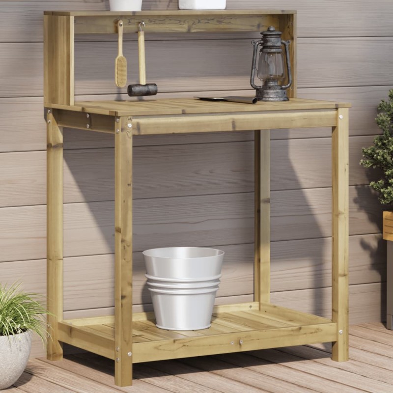 vidaXL Mesa plantación con estantes madera impregnada 82,5x50x109,5 cm vidaXL Mesa plantación con estantes madera impregnada 82,5x50x109,5 cm