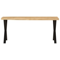 vidaXL Banco con borde natural de madera de mango maciza 105 cm