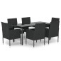 vidaXL Set de comedor de jardín 7 pzas y cojines ratán sintético negro vidaXL Set de comedor de jardín 7 pzas y cojines ratán sintético negro