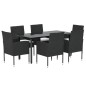 vidaXL Set de comedor de jardín 7 pzas y cojines ratán sintético negro vidaXL Set de comedor de jardín 7 pzas y cojines ratán sintético negro