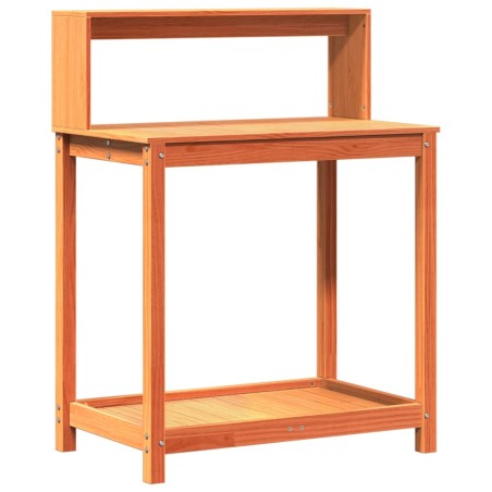 vidaXL Mesa plantación con estantes madera pino marrón 82,5x50x109,5cm