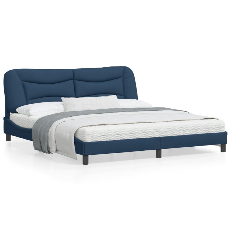 vidaXL Estructura de cama con luces LED tela azul 180x200 cm
