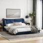 vidaXL Estructura de cama con luces LED tela azul 180x200 cm