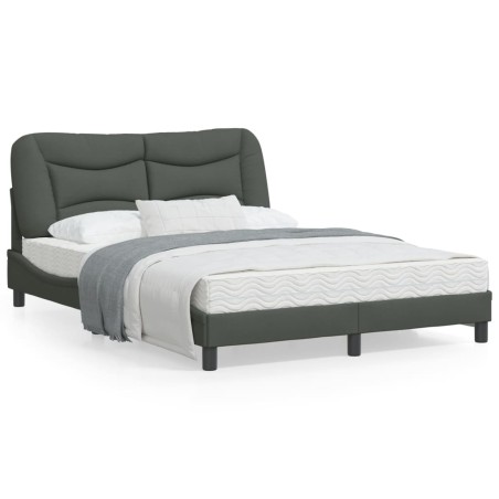 vidaXL Estructura de cama con luces LED tela gris oscuro 140x200 cm