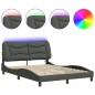 vidaXL Estructura de cama con luces LED tela gris oscuro 140x200 cm vidaXL Estructura de cama con luces LED tela gris oscuro 140x200 cm