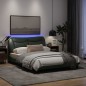 vidaXL Estructura de cama con luces LED tela gris oscuro 140x200 cm vidaXL Estructura de cama con luces LED tela gris oscuro 140x200 cm
