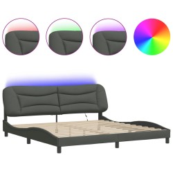 vidaXL Estructura de cama con luces LED tela gris oscuro 200x200 cm