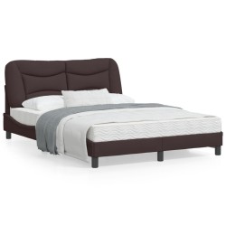 vidaXL Estructura de cama con luces LED tela marrón oscuro 140x200 cm