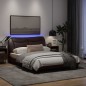 vidaXL Estructura de cama con luces LED tela marrón oscuro 140x200 cm