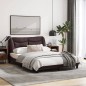vidaXL Estructura de cama con luces LED tela marrón oscuro 140x200 cm