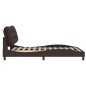 vidaXL Estructura de cama con luces LED tela marrón oscuro 140x200 cm