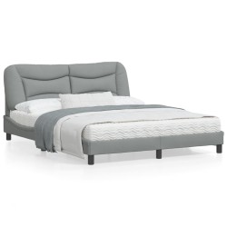 vidaXL Estructura de cama con luces LED tela gris claro 160x200 cm