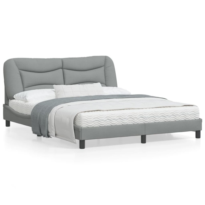 vidaXL Estructura de cama con luces LED tela gris claro 160x200 cm vidaXL Estructura de cama con luces LED tela gris claro 160x200 cm