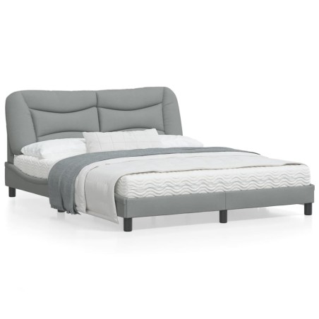 vidaXL Estructura de cama con luces LED tela gris claro 160x200 cm