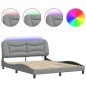 vidaXL Estructura de cama con luces LED tela gris claro 160x200 cm vidaXL Estructura de cama con luces LED tela gris claro 160x200 cm