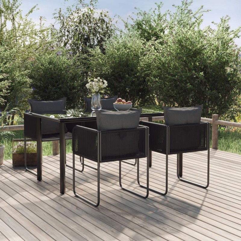 vidaXL Juego de comedor para jardín 5 piezas negro vidaXL Juego de comedor para jardín 5 piezas negro
