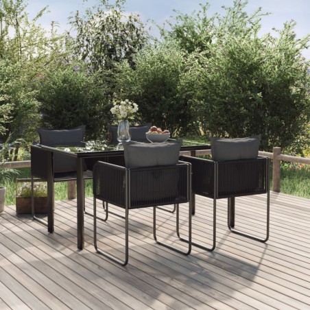 vidaXL Juego de comedor para jardín 5 piezas negro 