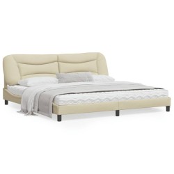 vidaXL Estructura de cama con luces LED tela crema 200x200 cm