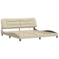 vidaXL Estructura de cama con luces LED tela crema 200x200 cm vidaXL Estructura de cama con luces LED tela crema 200x200 cm