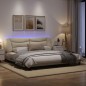vidaXL Estructura de cama con luces LED tela crema 200x200 cm vidaXL Estructura de cama con luces LED tela crema 200x200 cm
