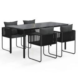 vidaXL Juego de comedor para jardín 5 piezas negro 