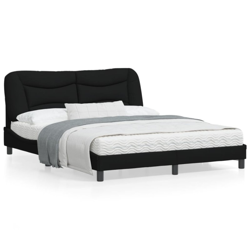 vidaXL Estructura de cama con luces LED tela negro 160x200 cm