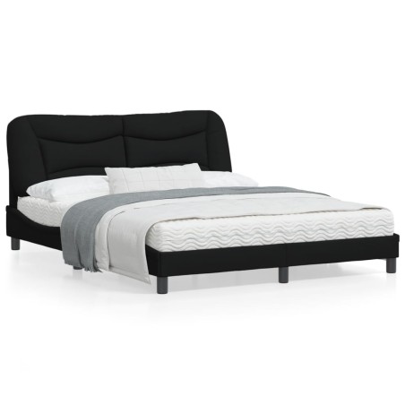 vidaXL Estructura de cama con luces LED tela negro 160x200 cm