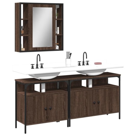 vidaXL Set de muebles de baño 3 pzas madera contrachapada roble marrón