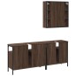 vidaXL Set de muebles de baño 3 pzas madera contrachapada roble marrón