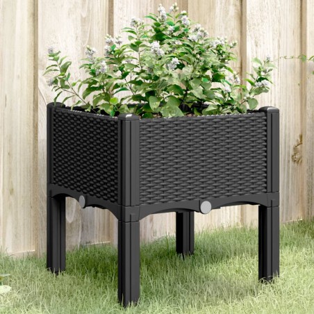 vidaXL Jardinera con patas PP negro 40x40x42 cm