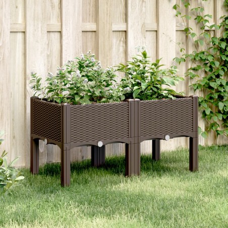 vidaXL Jardinera con patas PP marrón 80x40x42 cm
