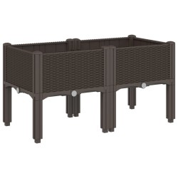 vidaXL Jardinera con patas PP marrón 80x40x42 cm