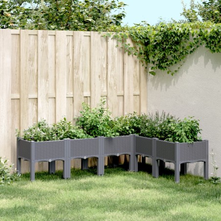 vidaXL Jardinera con patas PP gris 160x120x42 cm