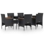 vidaXL Juego de comedor de jardín 7 piezas con cojines negro vidaXL Juego de comedor de jardín 7 piezas con cojines negro