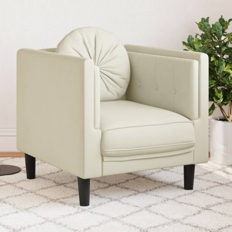 vidaXL Sillón con cojín terciopelo color crema vidaXL Sillón con cojín terciopelo color crema