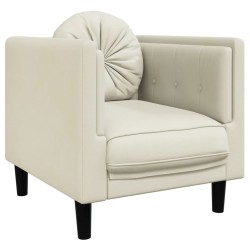 vidaXL Sillón con cojín terciopelo color crema