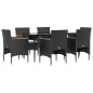 vidaXL Juego de comedor de jardín 7 piezas con cojines negro vidaXL Juego de comedor de jardín 7 piezas con cojines negro