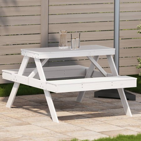 vidaXL Mesa de pícnic madera maciza de pino blanco 105x134x75 cm