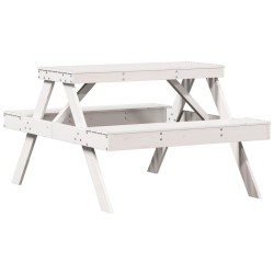 vidaXL Mesa de pícnic madera maciza de pino blanco 105x134x75 cm