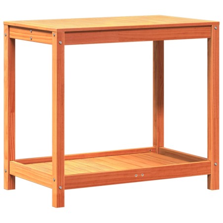 vidaXL Mesa de plantación y estante madera maciza marrón 82,5x50x75 cm