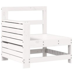 vidaXL Sofá de jardín con reposabrazo mesa auxiliar madera pino blanco