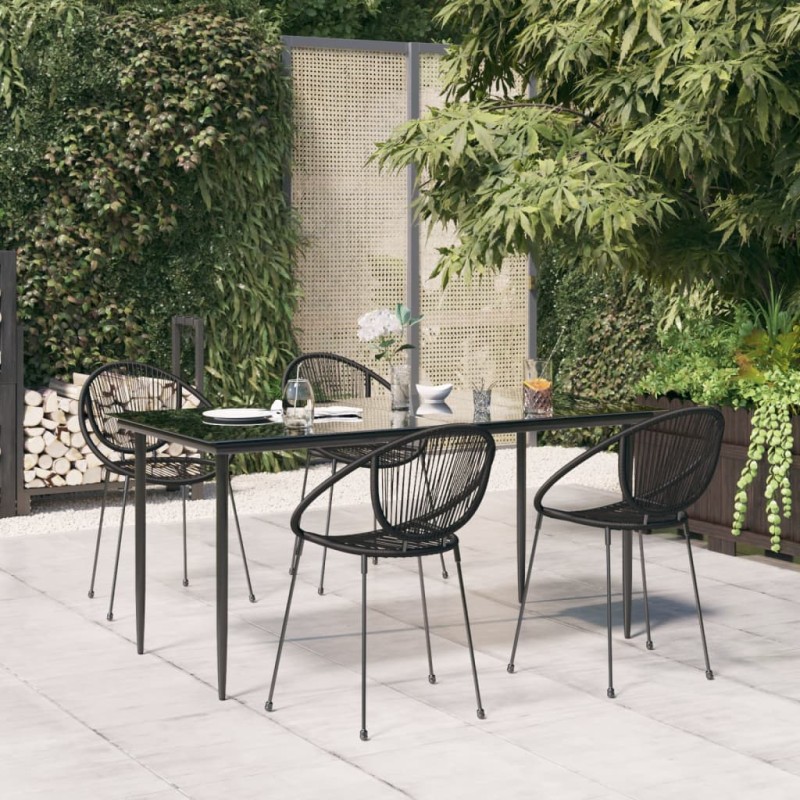 vidaXL Juego de comedor de jardín 5 piezas ratán PVC negro vidaXL Juego de comedor de jardín 5 piezas ratán PVC negro