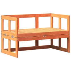 vidaXL Banco sofá de jardín extensible madera maciza de pino marrón