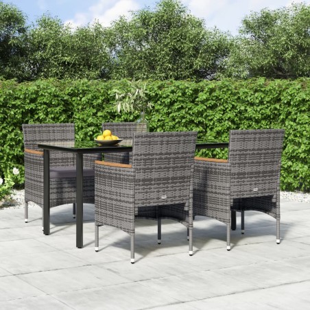 vidaXL Juego de comedor para jardín 5 piezas con cojines gris y negro