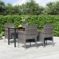 vidaXL Juego de comedor para jardín 5 piezas con cojines gris y negro