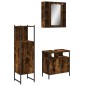 vidaXL Set de muebles baño 3 pzas madera contrachapada roble ahumado