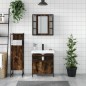 vidaXL Set de muebles baño 3 pzas madera contrachapada roble ahumado