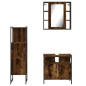 vidaXL Set de muebles baño 3 pzas madera contrachapada roble ahumado